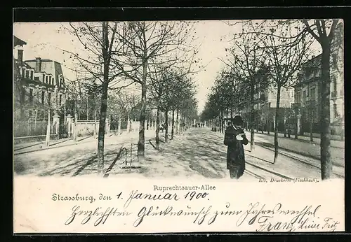 AK Strassburg, Passant auf der Ruprechtsauer-Allee