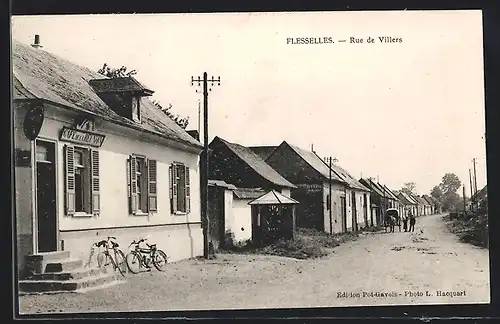 AK Flesselles, Rue de Villers, Cafe de la Reunion