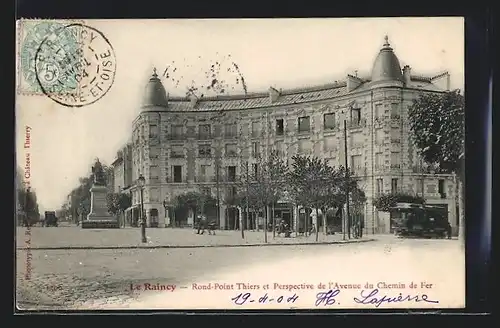 AK Le Raincy, Rond-Point Thiers et Perspective de l`Avenue du Chemin de Fer