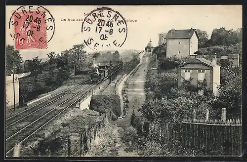 AK Suresnes, La Rue des Radiguelles, Vue artistique