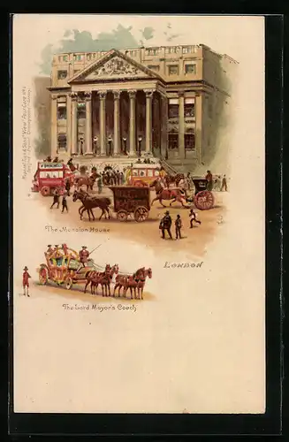 Lithographie London, The Mansion House & The Lord Mayor`s Coach