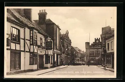 AK Horsham, King`s Head Hotel und Town Hall