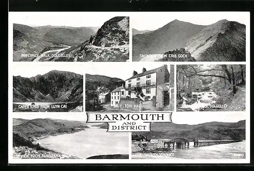 AK Barmouth, Orielton Hall, Viaduct, Cader Dris from Llyn Cai