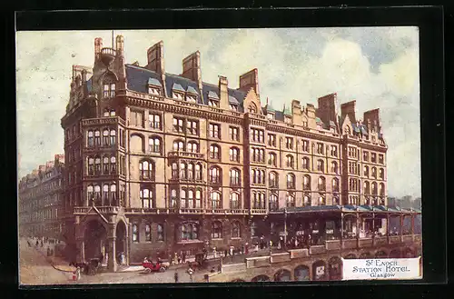 Künstler-AK Glasgow, St. Enoch Station Hotel