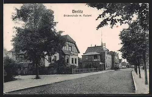 AK Beelitz / Mark, Brückenstrasse mit Postamt