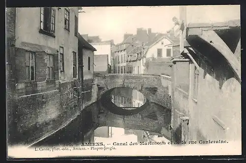 AK Amiens, Canal des Marissous et de la rue Canteraine