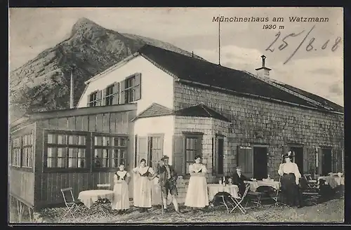 AK Münchnerhaus, Am Watzmann, Menschen in Tracht