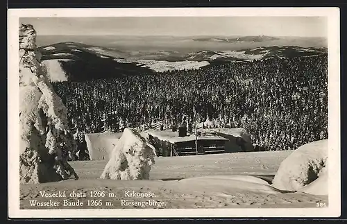 AK Wosseker Baude im Riesengebirge im Schnee