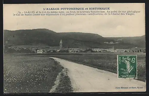 AK Saales, Panorama et le Col du même nom, au fond, le nouveau Sanatorium