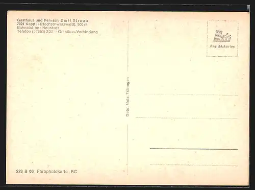 AK Kappel /Schwarzwald, Gasthaus-Pension Emil Straub aus der Vogelschau