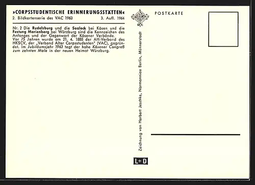 AK Verband Alter Corpsstudenten 1963, Corpsstudentische Erinnerungsstätten 1964, Kösen - Würzburg