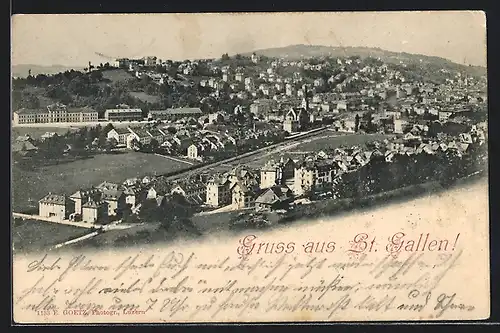 AK St. Gallen, Gesamtansicht aus der Vogelschau