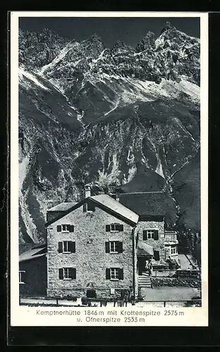 AK Kemptnerhütte, Berghütte mit Krottenspitze und Öfnerspitze