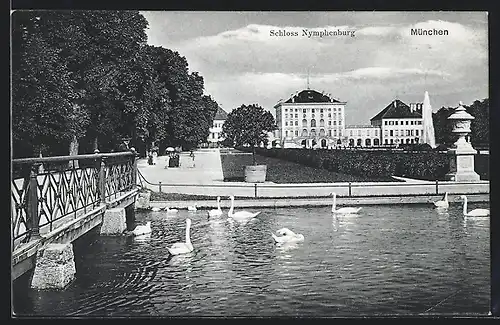 AK München, Schloss Nymphenburg mit Promenade