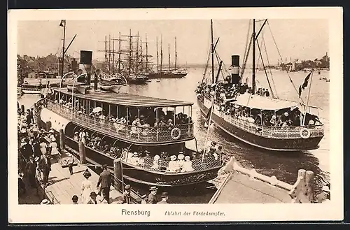 AK Flensburg, Abfahrt der Fördedampfer