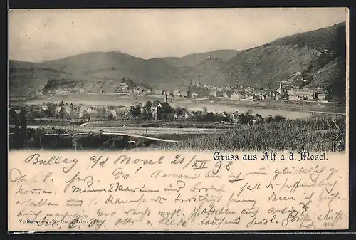 AK Alf a. d. Mosel, Ortsansicht mit Mosel