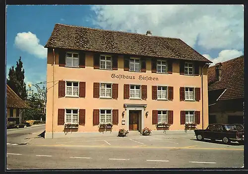 AK Schleitheim, Landgasthaus Hirschen mit Parkplatz davor