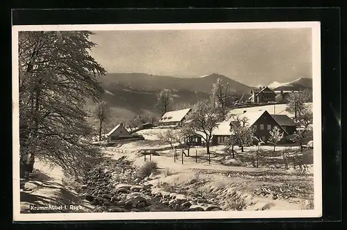 AK Krummhübel, Ortsansicht im Winter