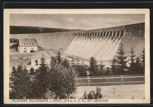 AK Hammerbrücke, Talsperre Muldenberg mit Überlauf