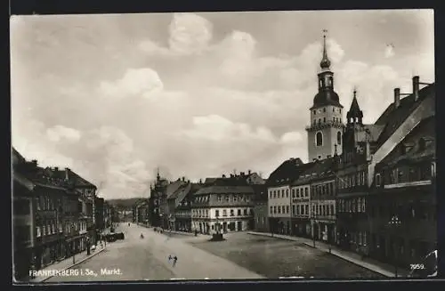 AK Frankenberg i. Sa., Markt mit Geschäften