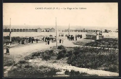 AK Canet-Plage, La Plage et les Cabines