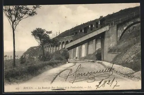 AK Rouen, La Route du Bon-Secours et le Funiculaire