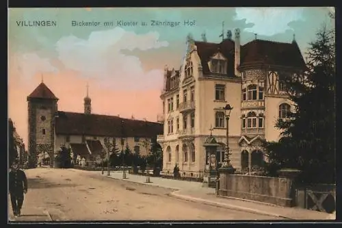 AK Villingen / Baden, Bickentor mit Kloster und Gasthaus Zähringer Hof