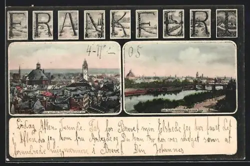 AK Frankfurt, Blick von Katharinenkirche und vom Schauspielhaus zum Dom