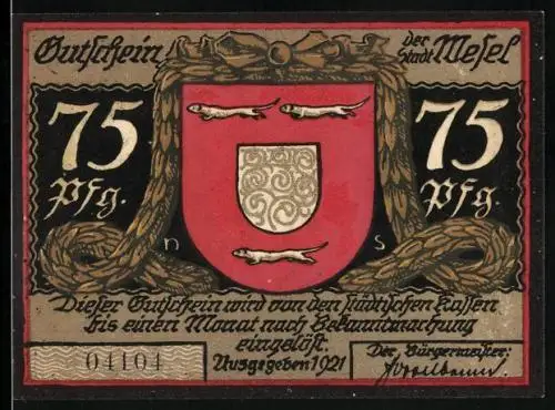 Notgeld Wesel 1921, 75 Pfennig, Der letzte Gang