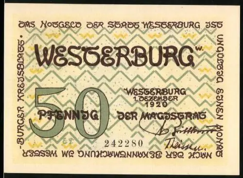 Notgeld Westerburg 1920, 50 Pfennig, Das Irmtrautsche Vasallenhaus