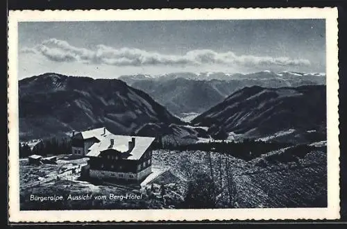 AK Mariazell, Blick vom Berg-Hotel auf die Bürgeralpe