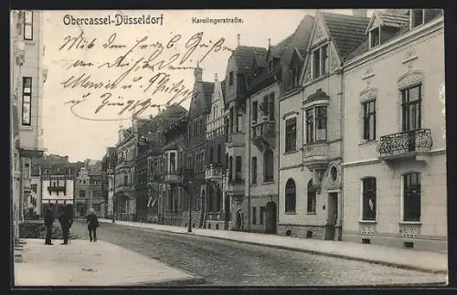 AK Obercassel-Düsseldorf, Karolingerstrasse mit Wohnhäusern