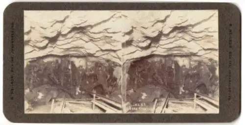 Stereo-Fotografie R. Neilson, Johannesburg, Shaft Sinking Knight Central, Bergbau, Gleise verlegen