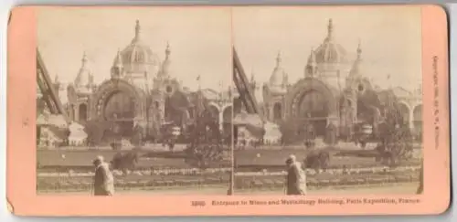 Stereo-Fotografie B. W. Kilburn, Littleton N.H., Exposition Paris 1900, Entrance to Mines and Mettalurgy Building