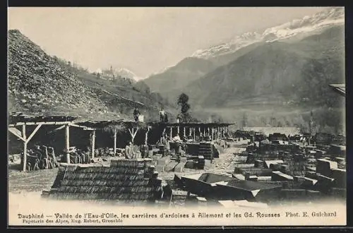 AK Dauphiné, Vallée de l`Eau-d`Olle, Les carrières d`ardoises à Allemont et les Gd. Roussses