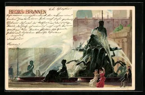 Künstler-AK Heinrich Kley: Berlin-Mitte, Becas Brunnen / Neptunbrunnen