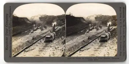 Stereo-Fotografie Keystone View Co., Meadville, Ansicht Empire, Work at the Culebra Cut, Panama Canal, Panamakanal