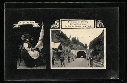 AK Busang, Le Tunnel col frontière avant la Grande Guerre 1914-1919, Alsacienne