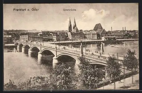 AK Frankfurt /Oder, Oderbrücke mit Stadtpanorama