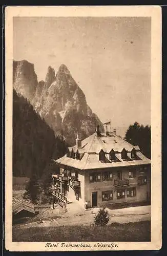 AK Seis am Schlern, Seiseralpe, Hotel Frommerhaus