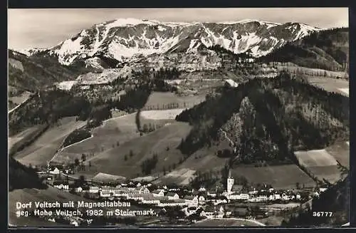 AK Veitsch, Ortsansicht mit Magnesitabbau geg. Hohe Veitsch