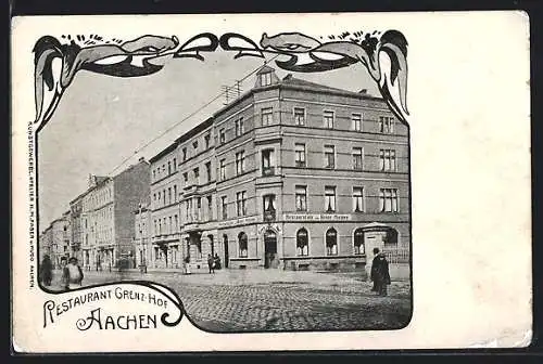 AK Aachen, Restaurant Grenz-Hof mit Strassenpartie