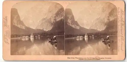 Stereo-Fotografie J. F. Jarvis, Washington, Ansicht Schönau am Königsee, Blick nach der Kapelle mit Watzmann