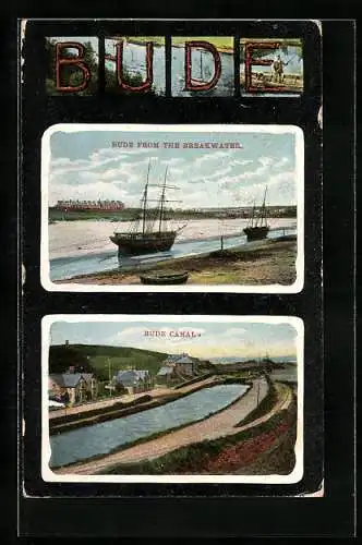 AK Bude, Canal, Panorama from the Breakwater