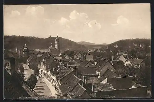 AK Waltershausen /Thür., Strassenpartie mit Schloss Tenneberg