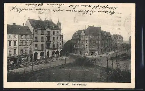 AK Duisburg, Weselerplatz mit Strassenkreuzung aus der Vogelschau