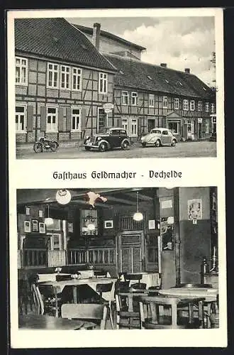 AK Vechelde, Gasthaus Geldmacher, Innenansicht