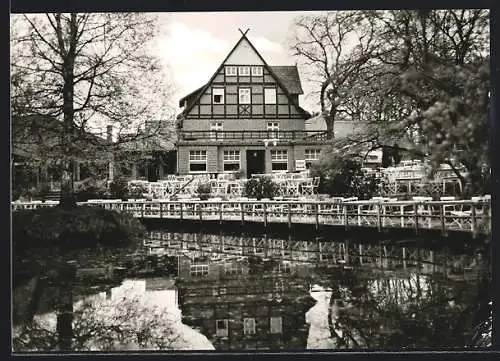 AK Ahlhorn, Uferpartie mit Gasthaus