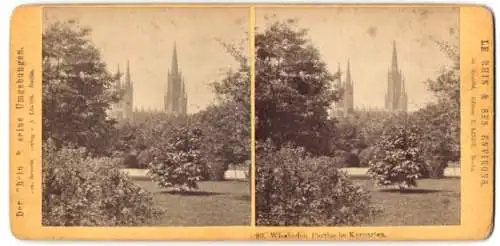 Stereo-Fotografie E. Linde, Berlin, Ansicht Wiesbaden, Blick aus dem Kurgarten nach der Marktkirche