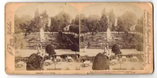 Stereo-Fotografie J. F. Jarvis, Washington, Ansicht Frankfurt / Main, Blick auf den Palmengarten mit Restaurant